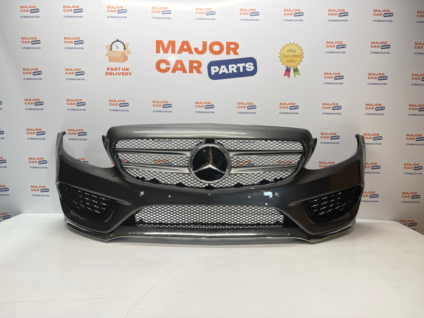 Mercedes-Benz C Class W205 2014-2018 Front Bumper & Grilles in Grey / AMG Line