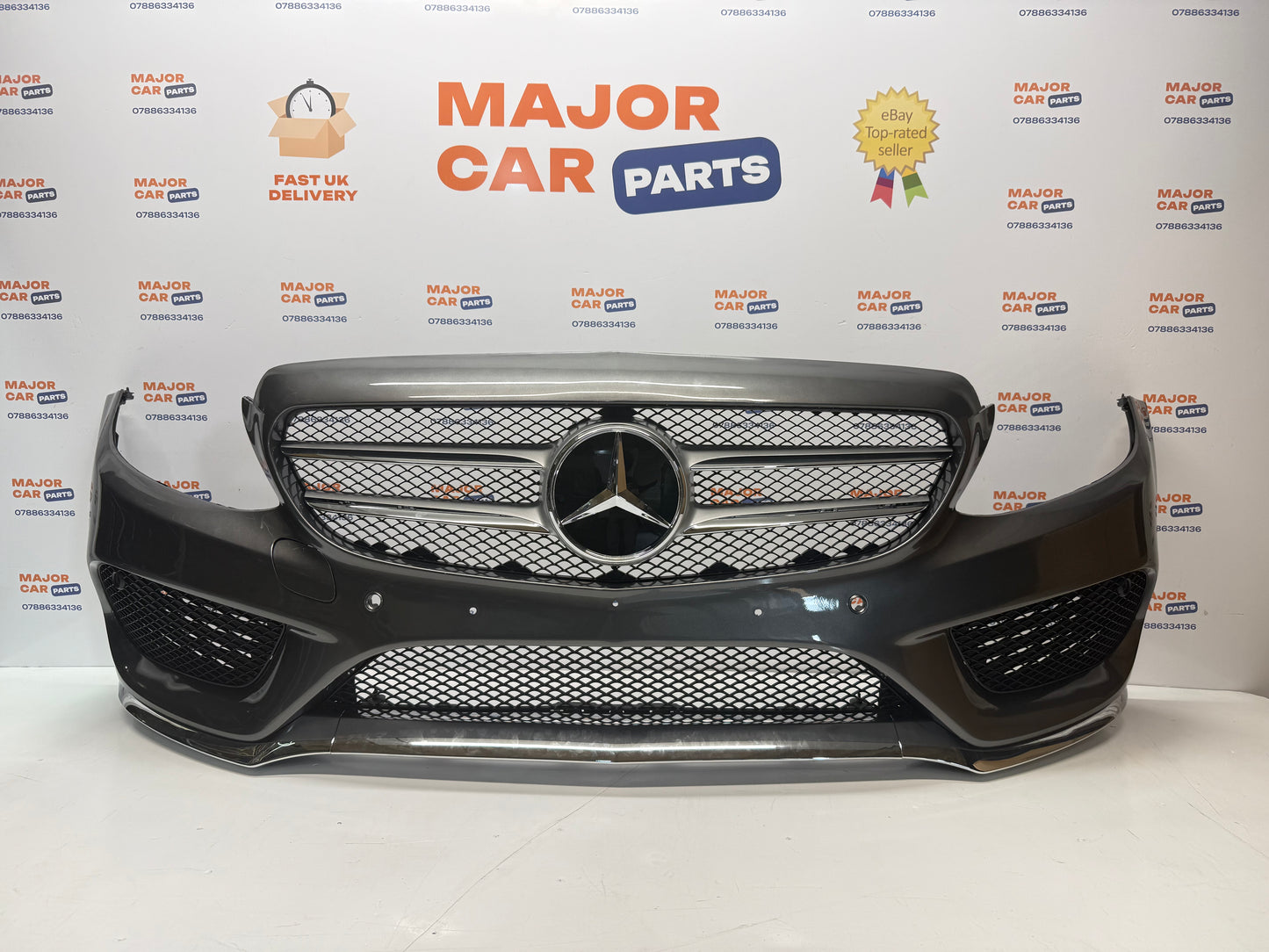 Mercedes-Benz C Class W205 2014-2018 Front Bumper & Grilles in Grey / AMG Line