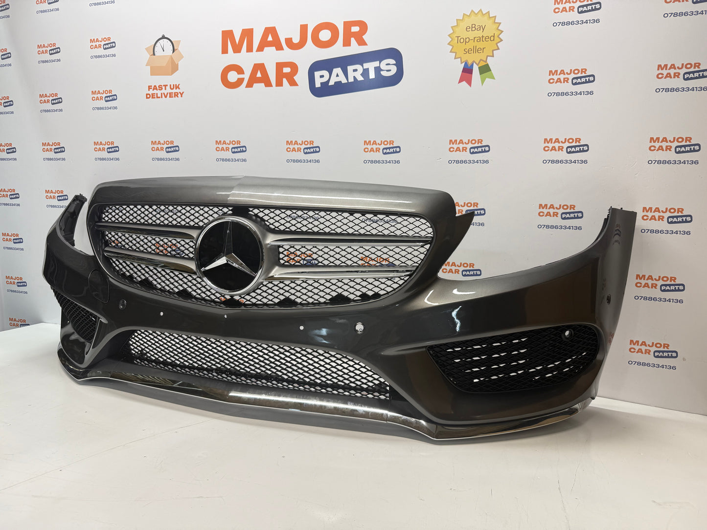 Mercedes-Benz C Class W205 2014-2018 Front Bumper & Grilles in Grey / AMG Line