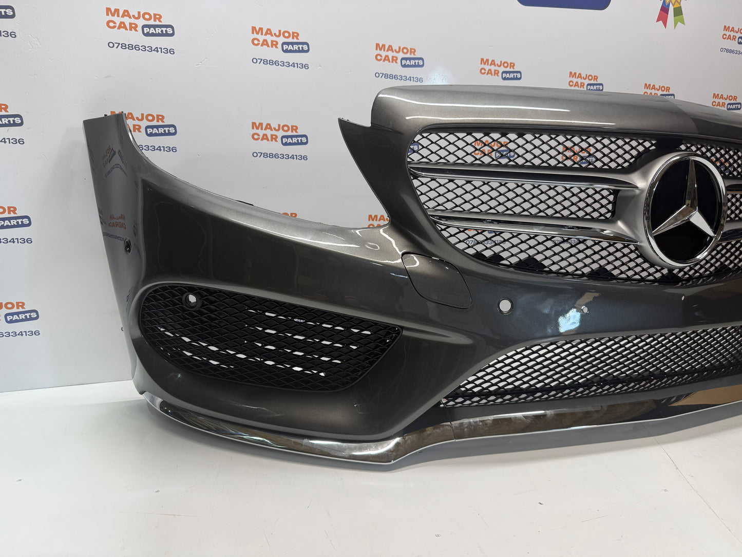 Mercedes-Benz C Class W205 2014-2018 Front Bumper & Grilles in Grey / AMG Line