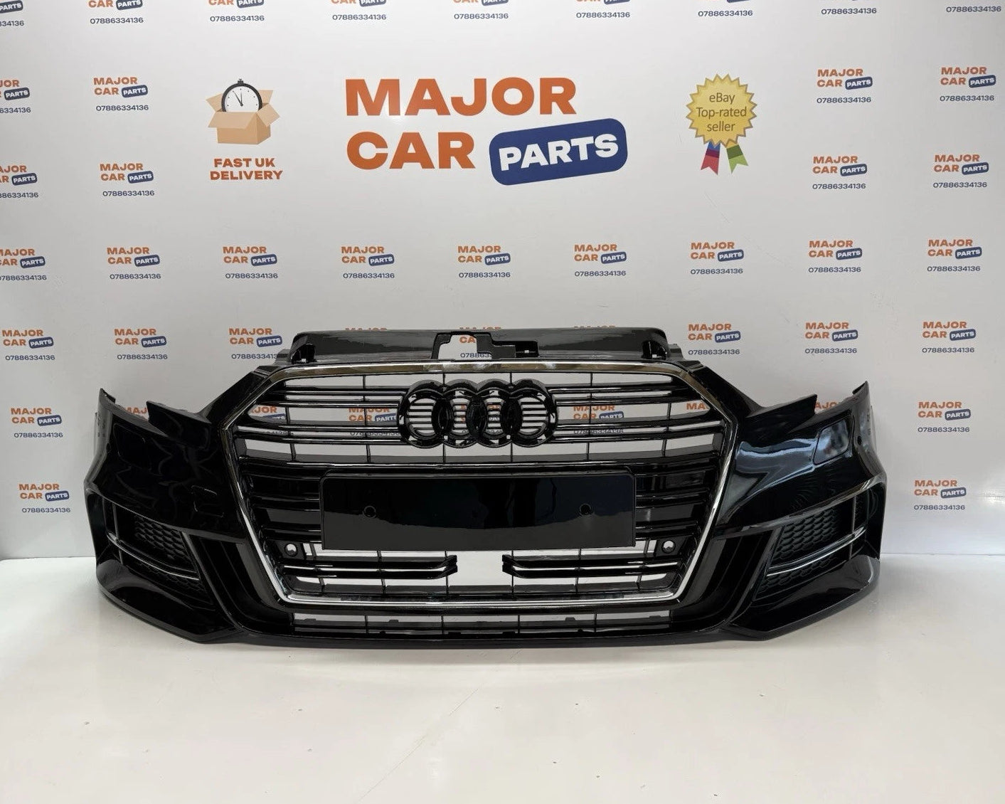 Audi A3 8V 2017-2019 Complete Front Bumper With Grilles / 8V5807065 / Black