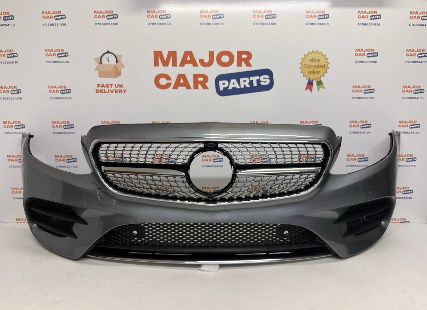 Mercedes Benz E Class W213 2016-2020 Front Bumper AMG Line with Grilles / Grey