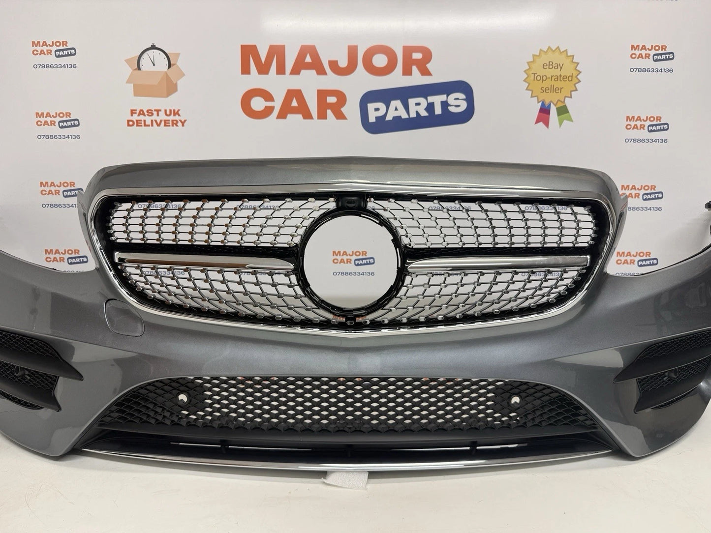 Mercedes Benz E Class W213 2016-2020 Front Bumper AMG Line with Grilles / Grey
