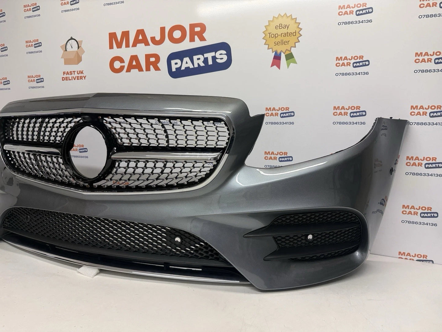 Mercedes Benz E Class W213 2016-2020 Front Bumper AMG Line with Grilles / Grey