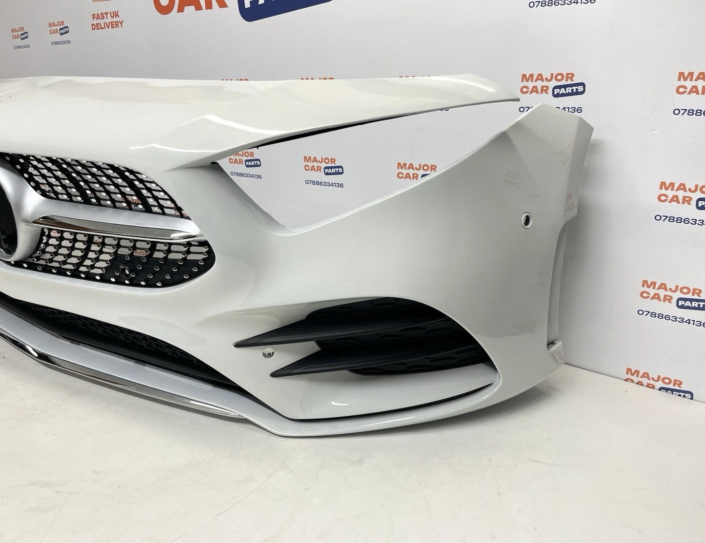 Mercedes Benz A Class W177 2019-2022 AMG Front Bumper with Grilles / White