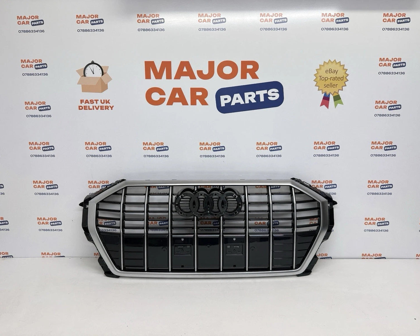 Audi Q5 S-Line MK2 2019-2024 Front Bumper Grille with Silver Chrome / 83A853651B