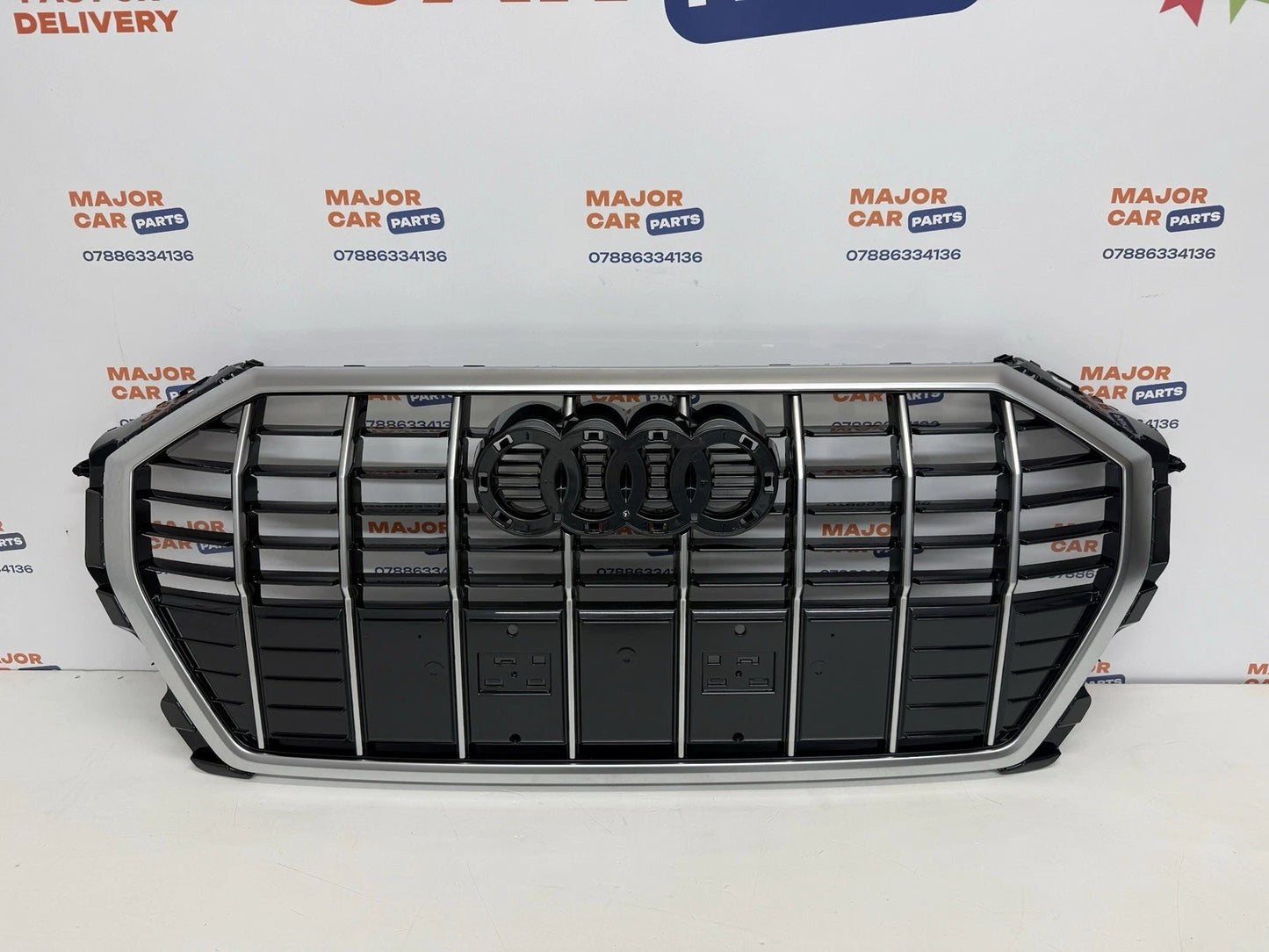 Audi Q5 S-Line MK2 2019-2024 Front Bumper Grille with Silver Chrome / 83A853651B