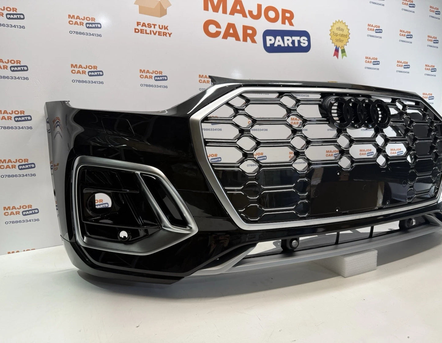 Audi Q5 S Line 2021-2024 Complete Front Bumper With Grilles / Black