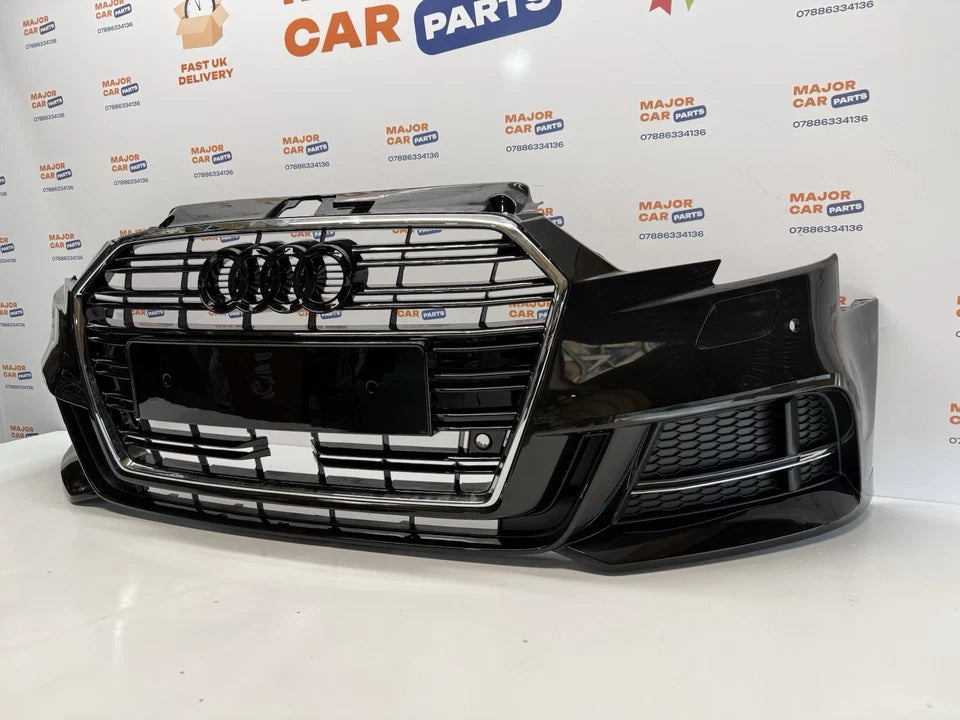 Audi A3 8V 2017-2019 Complete Front Bumper With Grilles / 8V5807065 / Black