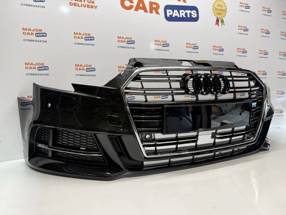 Audi A3 8V 2017-2019 Complete Front Bumper With Grilles / 8V5807065 / Black
